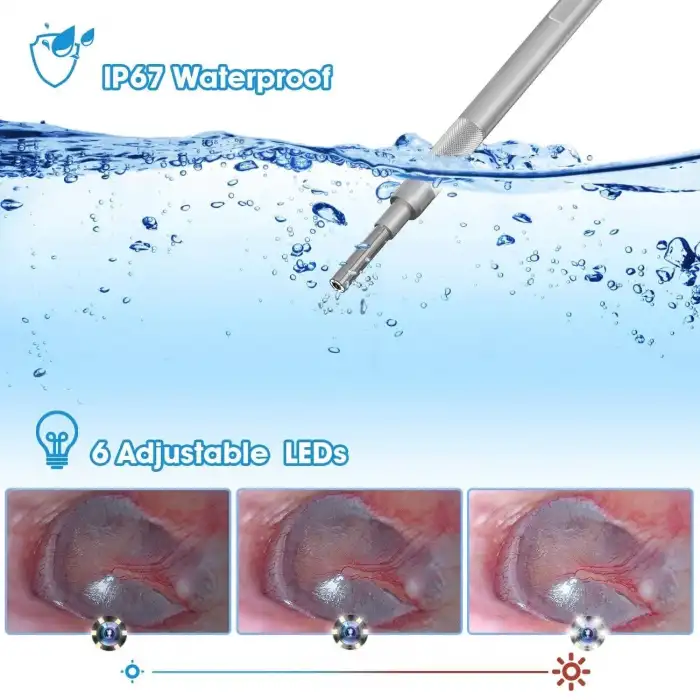 Hiacinto Kulak Kiri Temizleme Aleti, 7 Inc IPS Ekran 3.9mm HD Kameralı