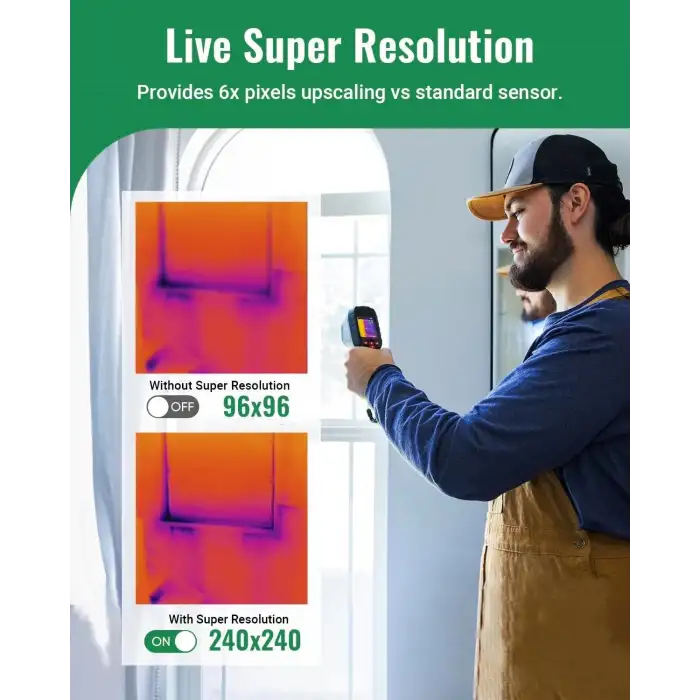 HSFTOOLS HF96V Görsel Kameralı Termal Kamera, Süper Çözünürlük 240 x 240