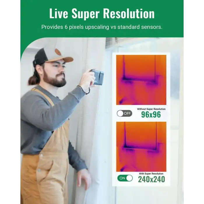 HSFTOOLS HP96 Termal Görüntüleme Kamerası, Süper Çözünürlük 240 x 240