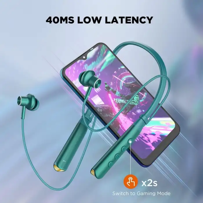 HTC Boyun Bantlı Bluetooth Kulaklık, Manyetik Stereo Kulaklık - Yeşil