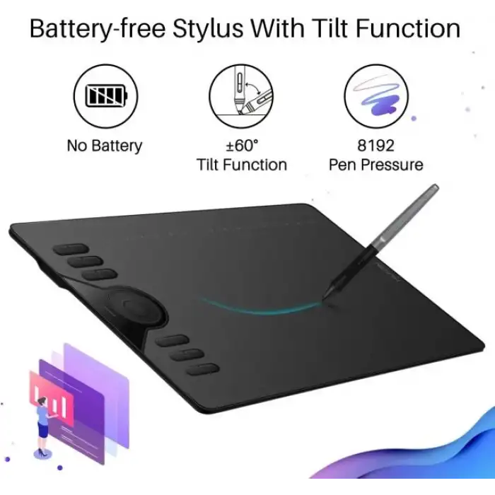 HUION HS64 Başlangıç Seviyesi Çizim Grafik Tableti