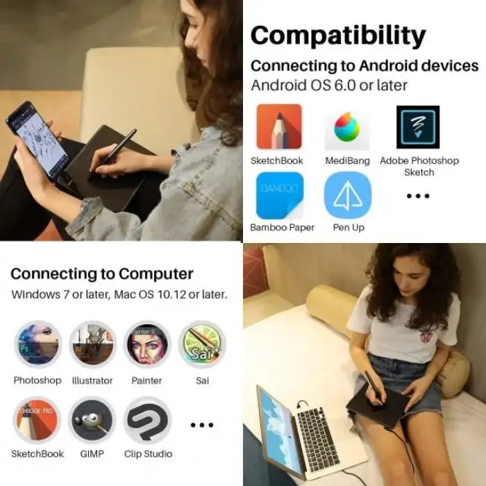 HUION HS64 Başlangıç Seviyesi Çizim Grafik Tableti