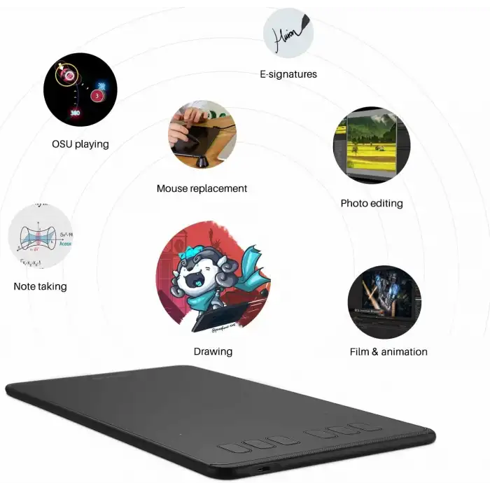 HUION Inspiroy H640P Grafik Tableti, 8192 Basınç Hassasiyetine Sahip