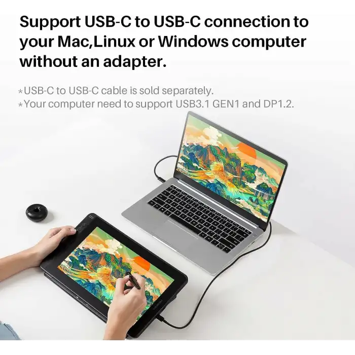 HUION KAMVAS 12 Tam Lamine Ekranlı USB-C Bağlantılı Grafik Tablet