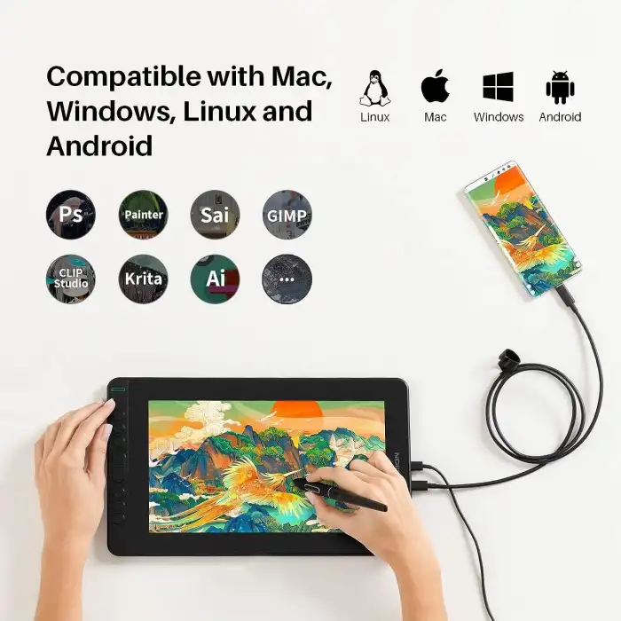 HUION KAMVAS 12 Tam Lamine Ekranlı USB-C Bağlantılı Grafik Tablet