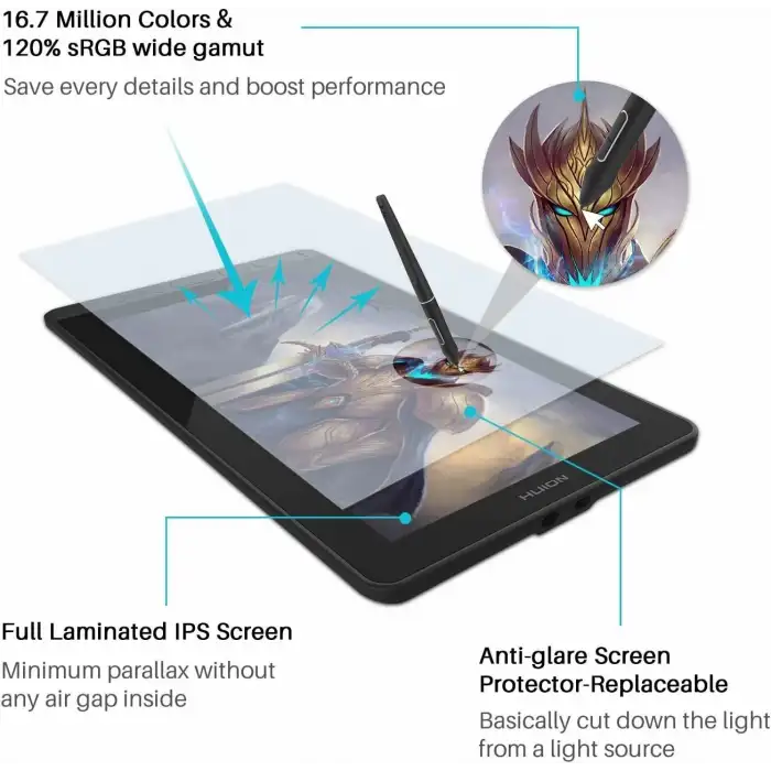 HUION KAMVAS 13 - 13.3 Inc Tam Lamine Grafik Çizim Tableti