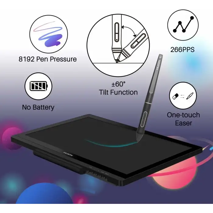 HUION KAMVAS 20 Grafik Çizim Monitörü Kalem Ekranlı Çizim Tableti