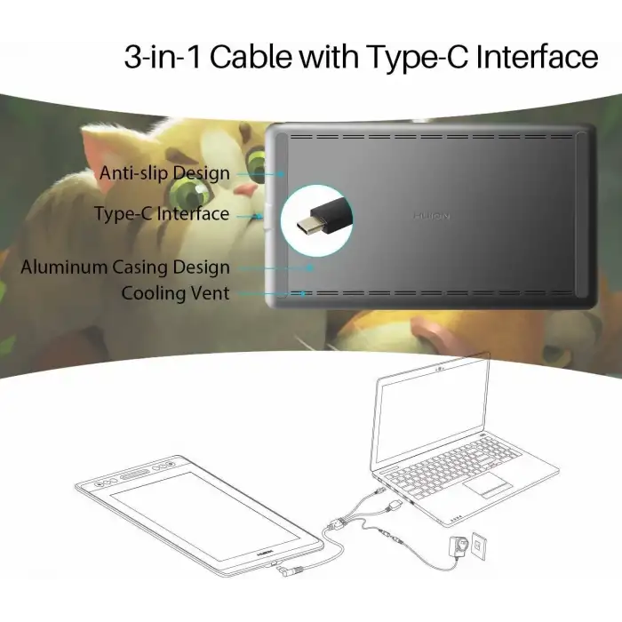 HUION KAMVAS Pro 13 Standlı Grafik Çizim Monitörü
