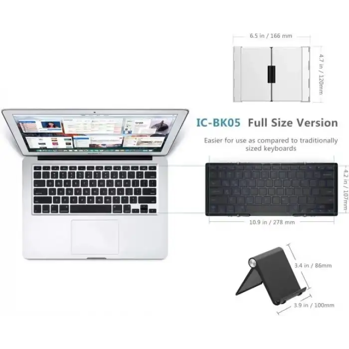 iClever BK05 3 Renkli Arka Aydınlatmalı Katlanabilir Bluetooth Klavye