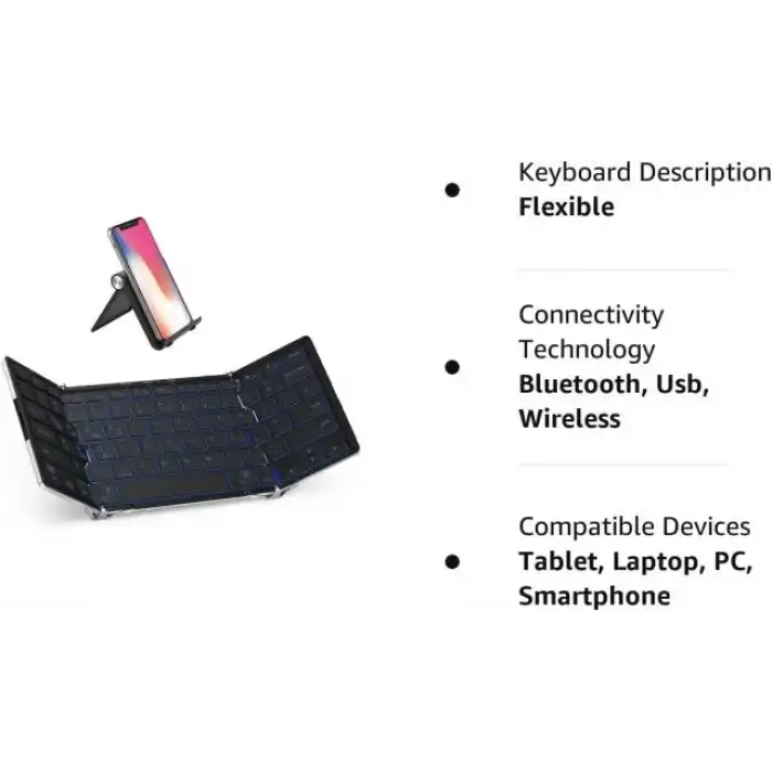 iClever BK05 3 Renkli Arka Aydınlatmalı Katlanabilir Bluetooth Klavye