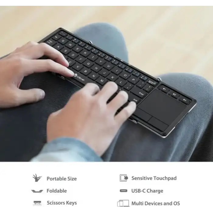 iClever Hassas TouchPadli Katlanır Bluetooth Klavye