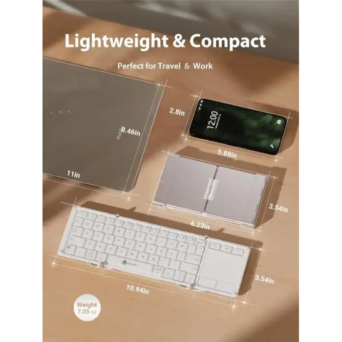 iClever Hassas TouchPadli Katlanır Bluetooth Klavye
