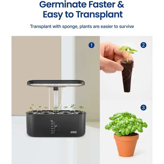 iDOO Topraksız Yetiştirme Sistemi, 10 Kapsüllü Kapalı Bitki Bahçesi