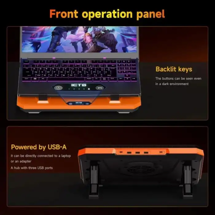 IETS GT300 Çift Üflemeli Laptop Soğutucusu - 35.5-43 cm