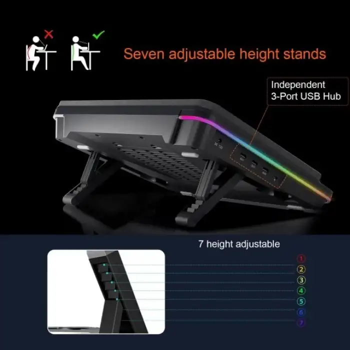 IETS GT600 RGB Dizüstü Bilgisayar Soğutucu V2(RGB+HUB)