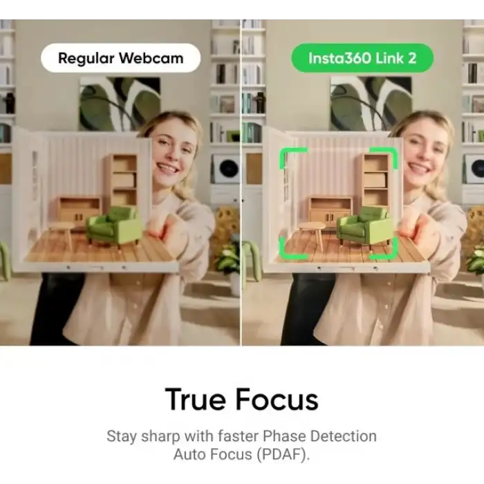 Insta360 Link 2 - PC/Mac için PTZ 4K Web Kamerası, 1/2 Sensör, Yapay Zeka Takip Özelliği