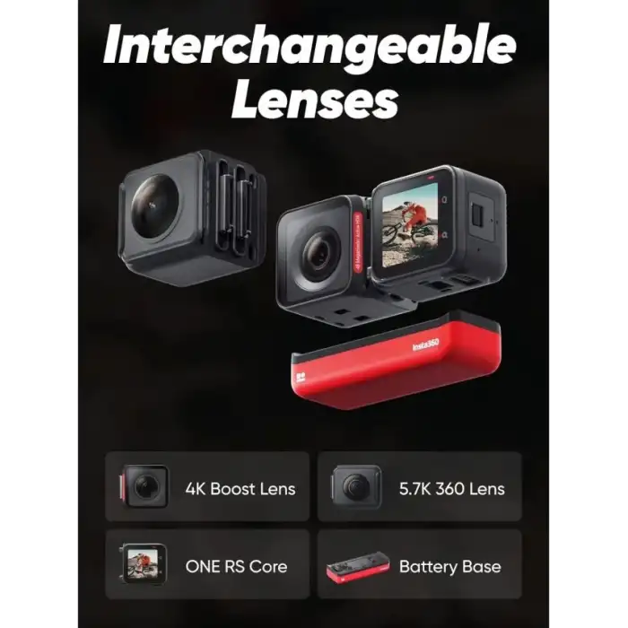 Insta360 ONE RS Twin - Suya Geçirmez Pil Setli 4K 60fps Aksiyon Kamerası