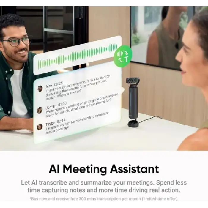 Insta360 WaveLink - 4K Konferans Salonu Hoparlörü ve Kamerası, Konuşmacı Takibi, 5m 360° Ses Alımı