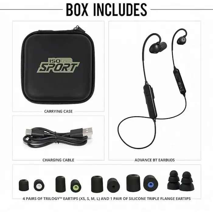 ISOtunes Sport ADVANCE BT Atış Kulaklıkları: Bluetooth İşitme Koruması - Siyah