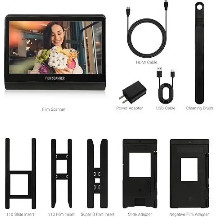 Jerbiaby 7 inç LCD Ekranlı 48 MP Film ve Slayt Tarayıcı 16GB