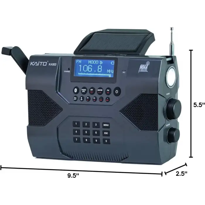 Kaito Acil Durum Radyosu Voyager Max KA900 Dijital Güneş Dinamosu Krank Kurmalı