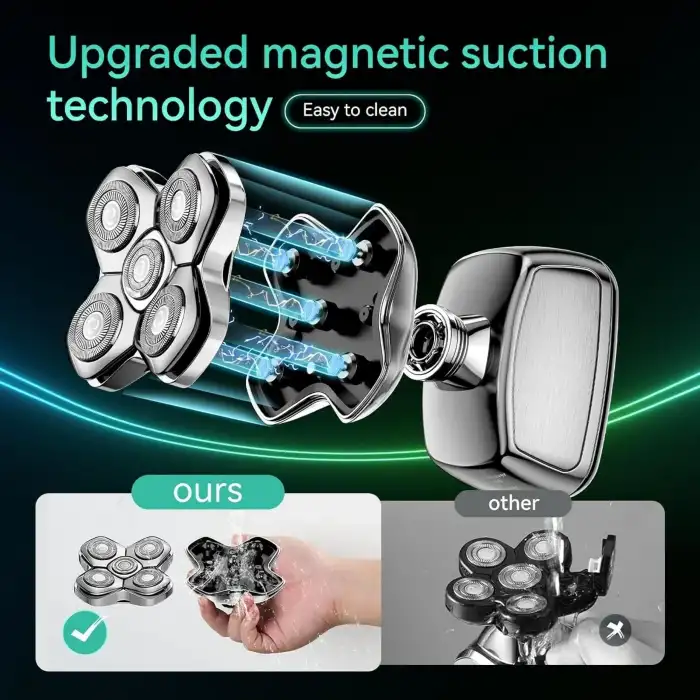 Kensen 5D Manyetik Baş Tıraş Makinesi - LED Ekranlı - Islak ve Kuru