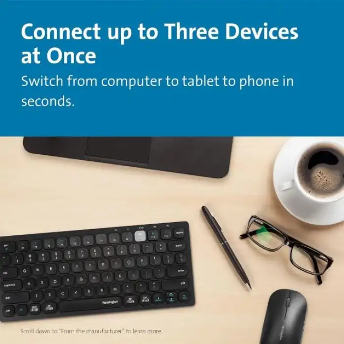 Kensington Çok Cihazlı Çift Kablosuz Kompakt Klavye (K75502US)