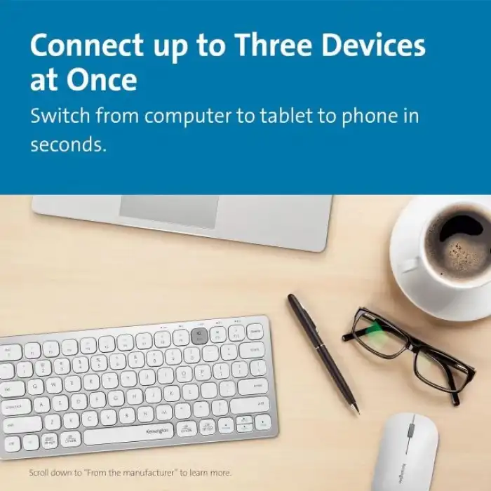 Kensington Çok Cihazlı Çift Kablosuz Kompakt Klavye (K75502US)