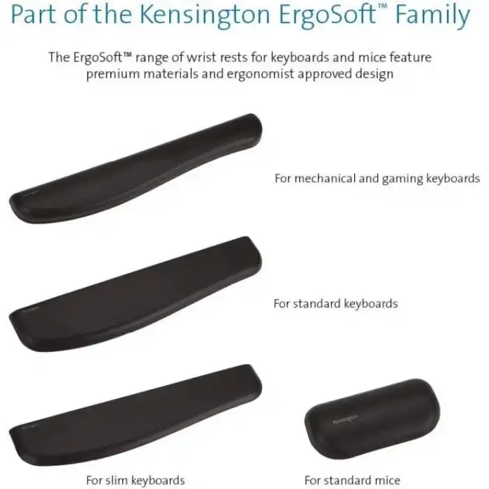 Kensington İnce Klavyeler için ErgoSoft Bilek Desteği (K52800WW)