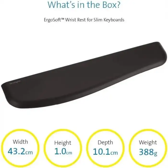 Kensington İnce Klavyeler için ErgoSoft Bilek Desteği (K52800WW)