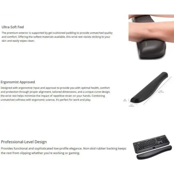 Kensington İnce Klavyeler için ErgoSoft Bilek Desteği (K52800WW)