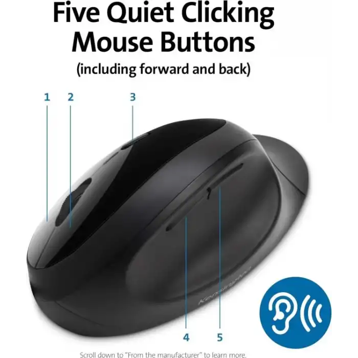 Kensington Pro Fit Ergonomik Kablosuz Fare - Siyah (K75404WW)