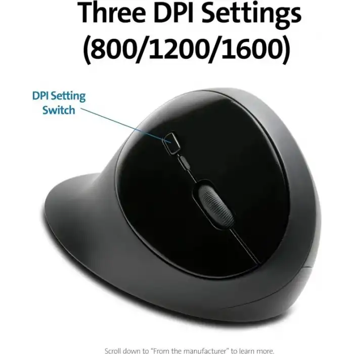 Kensington Pro Fit Ergonomik Kablosuz Fare - Siyah (K75404WW)