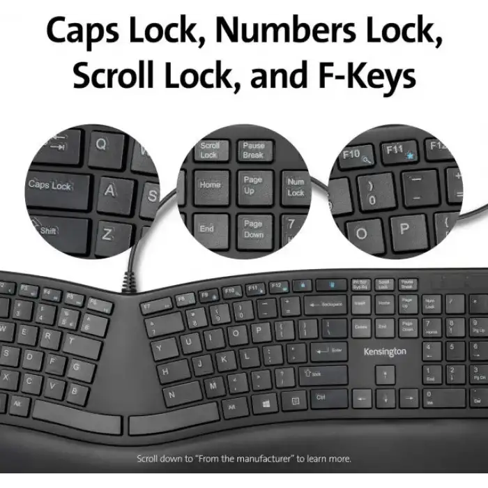 Kensington Pro Fit Ergonomik Kablosuz Klavye (K75402US)