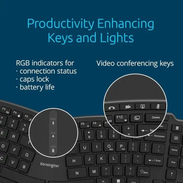 Kensington Pro Fit Ergonomik Kablosuz Klavye (K75406US)