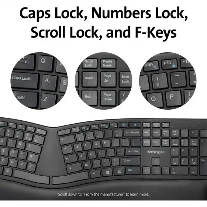 Kensington Pro Fit Ergonomik Kablosuz Klavye (K75406US)