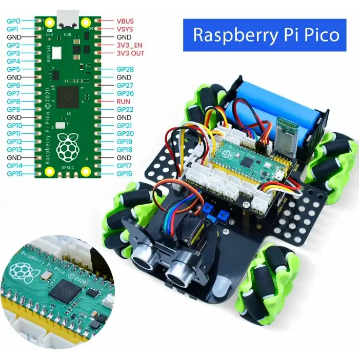 KEYESTUDIO 4WD Mecanum PICO Robot Araba - Raspberry Pi Pico Dahil