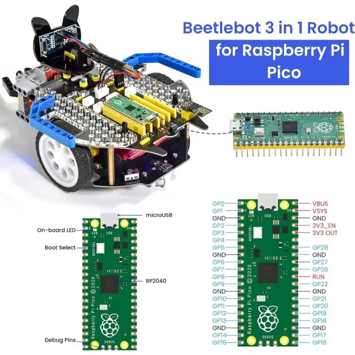 KEYESTUDIO Beetlebot Raspberry Pi PICO için Robot Araba Başlangıç Kiti