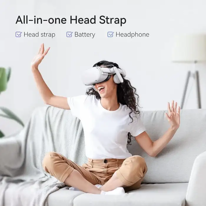 KIWI design Konforlu Pilli Sesli Kafa Bandı 6400mAh - Quest 2 ile Uyumlu