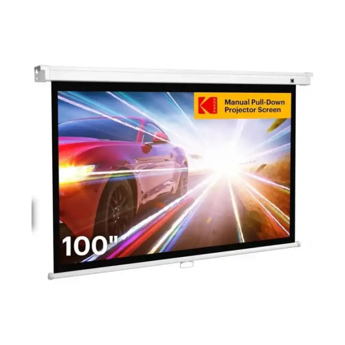 Kodak 100 Manuel Aşağı Çekilebilir 16:9 Geri Çekilebilir Projektör Perdesi