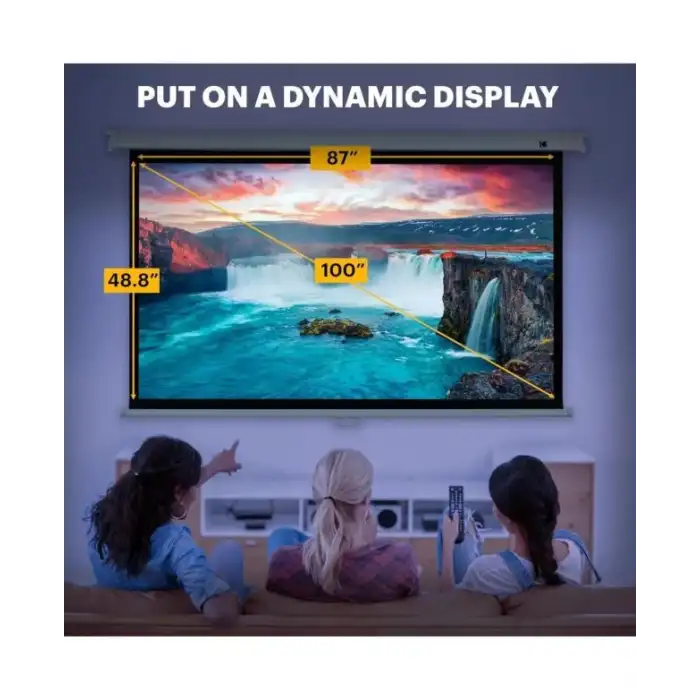 Kodak 100 Manuel Aşağı Çekilebilir 16:9 Geri Çekilebilir Projektör Perdesi