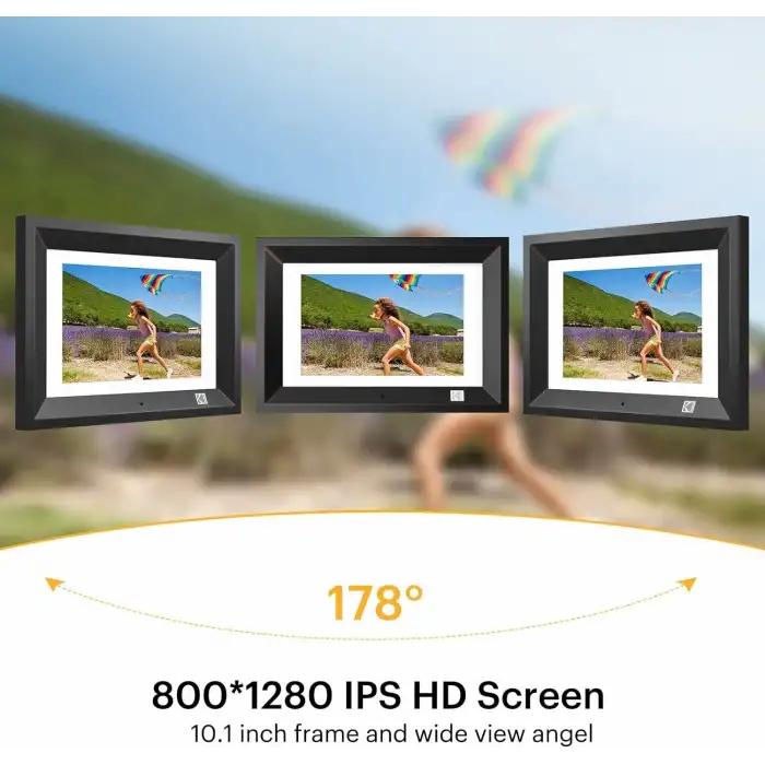 Kodak 10.1 Inc Ahşap Dijital Resim Çerçevesi, Uzaktan Kumanda, IPS Ekran HD