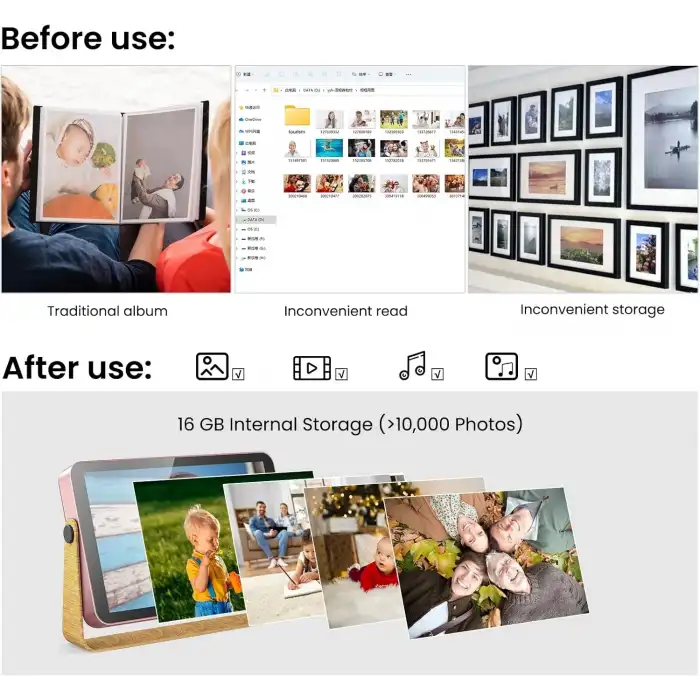 Kodak 10.1 Inc WiFi Dijital Fotoğraf Çerçevesi 1200x800 Dokunmatik Ekran, Pembe