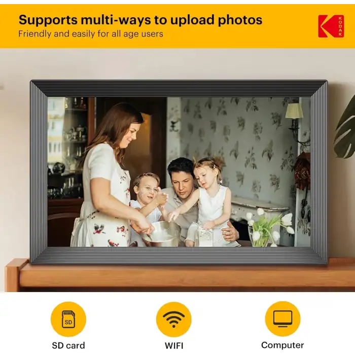 Kodak 15.6 Inc WiFi Dijital Fotoğraf Çerçevesi 1920x1080 HD IPS Dokunmatik Ekran