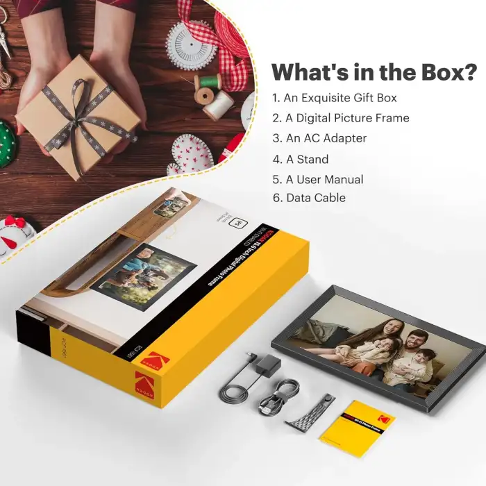 Kodak 15.6 Inc WiFi Dijital Fotoğraf Çerçevesi 1920x1080 HD IPS Dokunmatik Ekran