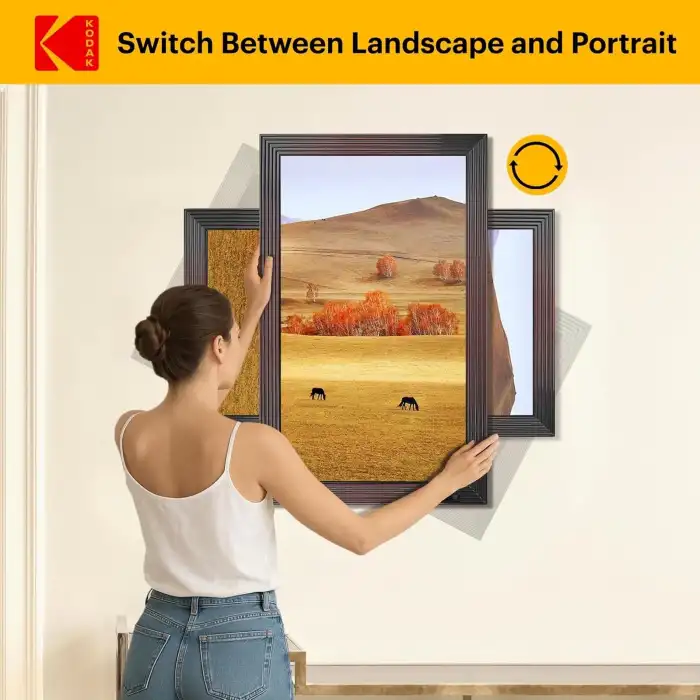 Kodak 18.5 Inc Ahşap WiFi Dijital Fotoğraf Çerçevesi, 1920 x1080, Kumandalı