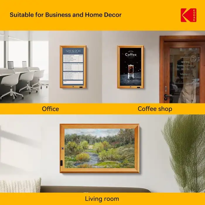 KODAK 23.8 Inc Ahşap WiFi Dijital Fotoğraf Çerçevesi, 1920x1080 FHD IPS Ekran