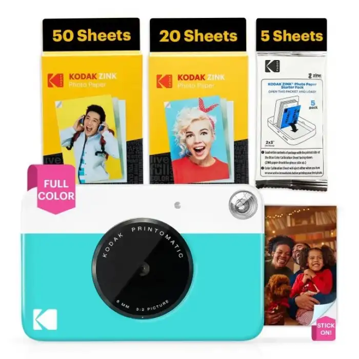KODAK Printomatic Tam Renkli Anında Baskı Dijital Fotoğraf Makinesi - 75 Sayfalık Paket