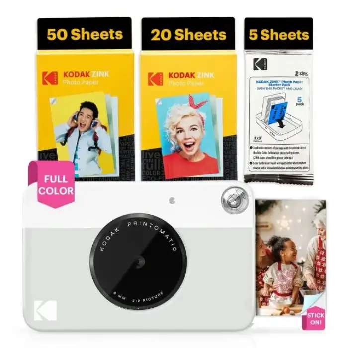 KODAK Printomatic Tam Renkli Anında Baskı Dijital Fotoğraf Makinesi - 75 Sayfalık Paket
