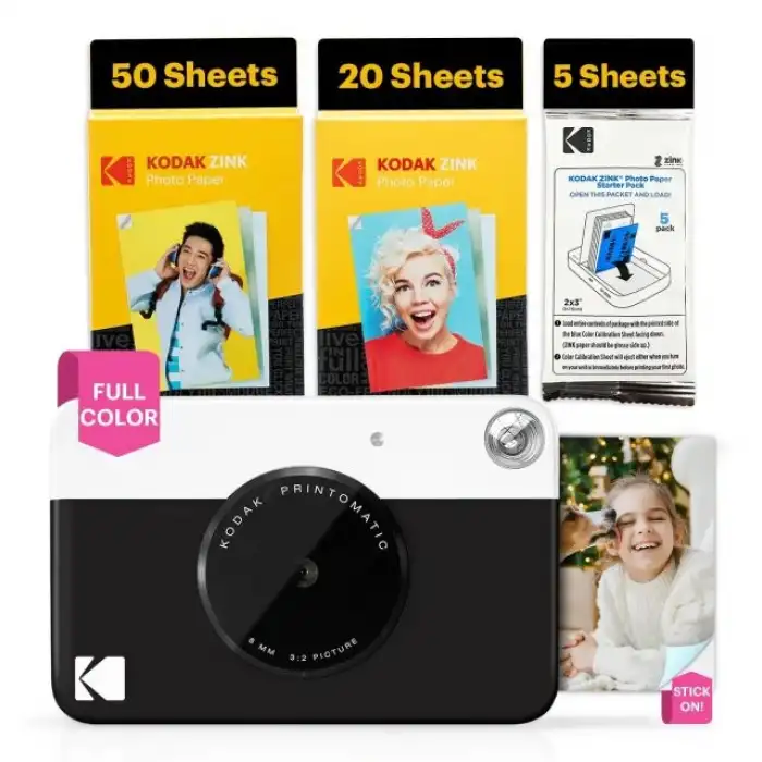KODAK Printomatic Tam Renkli Anında Baskı Dijital Fotoğraf Makinesi - 75 Sayfalık Paket